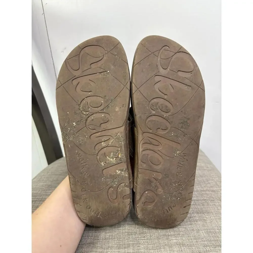 Skechers Sandals Womens 10 Tone Ups Brown Thong Walking Flip Flop Slip On - Picture 7 of 11